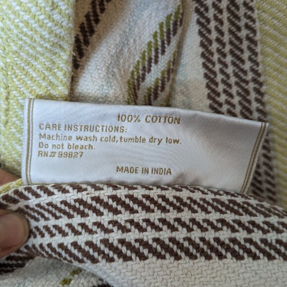 DASH & ALBERT 100% Cotton Area Rug 60x72 Indoor Outdoor Green Brown Striped Mat - Picture 4 of 4